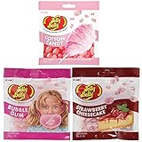 Jelly Belly Kuchen Mix - Cotton Candy Zuckerwatte, Bubble Gum Kaugummi, Strawberry Cheesecake Erdbeerkuchen- Jelly Beans (3 x 70g)