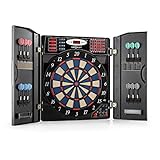 OneConcept Masterdarter - Dartautomat elektronisch, Dartboard, E-Darts, Dartautomat mit Spielcomputer, 38 Verschiedene Spiele, 211 Spielvarianten, bis zu 16 Spieler, virtueller Gegner, schwarz