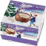 Milka Snowballs Milchcréme 1 x 112g I Gefüllte Weihnachtsschokolade Einzelpackung I Große Schokokugeln zum Auslöffeln I Süßigkeiten zu Weihnachten aus 100% Alpenmilch Schokolade