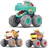 Baby Spielzeug 1 Jahr Junge, 3 Stück Monstertruck Reibungsbetriebene Rennwagen LKW Zurückziehen Push and Go Trägheit Fahrzeug Auto Spielzeug, Geschenk Spielzeug für Baby 1 2 3 Jahre Junge