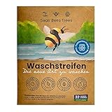 Seas Bees Trees Waschmittelstreifen, Reisewaschmittel, nachhaltige Wäschestreifen mit frischem Duft, für Weiß-, Bunt- und Handwäsche, CO2 sparen und die Umwelt schonen, 32 Streifen, Fresh Linen