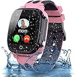 Smooce Smartwatch Kinder Telefon,GPS/LBS wasserdichte Smartwatch für Kinder mit Tracker SOS Voice Chat und Kameraspiel für 3-12 Jahre alte Kinder Geburtstag