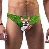 Herren-Badeanzug mit Fußball-Hund hält einen Rugby-Ball und laughing Out Laughing Out Laughing Out Loud Badeanzug Slip Bikini Bademode Sexy Badeanzug Schwimmen Kurz Schnell trocknend, mehrfarbig, XXL