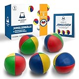 HELDENGUT [5X] geliebte Jonglierbälle für Kinder, Erwachsene, Anfänger & Profis - Perfekt ausbalancierter Jonglierball zum optimalen Jonglieren - Juggling Balls inkl. Jonglierbuch