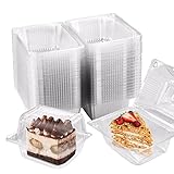 KAHEIGN 60Pcs Kuchenboxen Cupcake Box, 14cm x 10cm Einzelne Kuchenboxen Käsekuchen-Boxen, Klare durchsichtige Kuchenbehälter mit Deckeln für Große Muffins, Salat, Hamburger, Sandwiches, Pasta