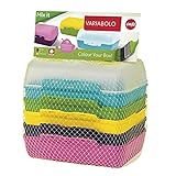 Emsa Clipboxen 3er-Set Variabolo 509388 | 6 Halbschalen für 3 Dosen | Beliebig zusammensetzbar | Spülmaschinengeeignet | Besonders für Kinder geeignet, Bunt, 16 x 11 x 14 cm