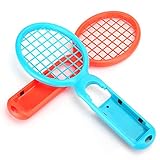 FOLOSAFENAR Tennisschläger, 295 x 110 x 22 mm/11,6 x 4,3 x 0,9 Zoll Tennis-Gamecontroller mit Riemen für Homeoffice für Spielkonsolenzubehör(Rot + Blau (Farbkasten))