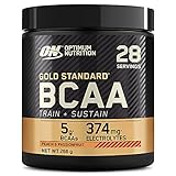 Optimum Nutrition Gold Standard BCAA Pulver, Aminosäuren Komplex Hochdosiert mit Vitamin C, Zink und Magnesium, Elektrolyte Getränk, Peach & Passionfruit, 28 Portionen, 266g, Verpackung kann Variieren