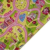 Kinderteppich Spielteppich Straßenteppich Sweet City Rosa Pink Kinderzimmer Häuser Teppich für Mädchen (100 x 150 cm)