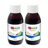 PEDIAKID - Oméga 3 - Das mit der aus Fischöl gewonnenen Omega-3- Fettsäure DHA angereicherte - Vitamin A, C, D, E - Fördert die kognitiven Funktionen -2 x 125ml