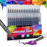 Brush Pen Set - 36 Pinselstifte+2 Wassertankpinsel, Aquarellstifte, Pinselstifte Set, Wasserstifte, Manga Stifte, Handlettering Stifte, Pinselstifte Kinder für Bullet Journal, Kalligraphie, Mal Set