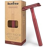 Metall Rasierer | Naßrasierer Herren und Damen | Rasierer Plastikfrei | Metall Rasierer Nachhaltig | Einklingen Rasierer | Rasierhobel Damen und Herren | Safety Razor | Rot | Bambaw