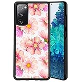 Samsung Galaxy S20 FE Hülle Pink Flowers (5) Black Bumper Anti-Rutsch Stoßfeste Hülle Kompatibel für Samsung Galaxy S20 FE