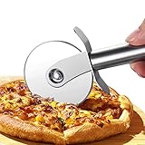 Pizzamesser für die Küche,Dauerhaftes Küchenhelfer mit Pizza-Ring mit Fingerschutz - Rutschfester Pizzaschneider für Zuhause Gujugm