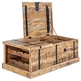 Massivholz Couchtisch Bodega 100cm Mangoholz Hausbar Truhe Tisch Wohnzimmertisch