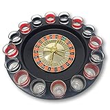 EKNA® Trinkspiele (Roulette Set) Trinkspiel-Roulette - Party Zubehör - Drinking Game Roulette - Roulette Scheibe mit 2X 8 Roulette Schnaps Gläsern