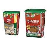 Knorr Käse Sauce (cremige Konsistenz, abgerundeter Käsegeschmack) 1er Pack (1 x 1kg) & Delikatess Sauce zu Braten (pur als Bratensoße, Soßenbinder und zum Verfeinern), 1er Pack (1 x 1 kg)