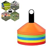 TOOYOO 50 Stück Sports Markierungshütchen,Multi-Sportarten Training Markierungsteller Und Halter |Fußball Zubehör |Markierungsscheiben,Fußballhüttchen,Fussball Trainingszubehör,Hütchen Sport,Fußball