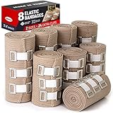 Elastische Kompressionsbandage – 8 Stück + 8 extra Clips – langlebige Kompressionsbandage (4 x – 7,6 cm, 4 x – 10,2 cm)