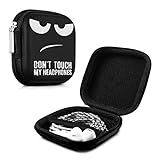 kwmobile In-Ear Kopfhörer Tasche - In Ear Headphones Schutztasche - Earphones Etui Case Cover Hülle für Kopfhörer Don't Touch My Headphones Weiß Schwarz Schwarz