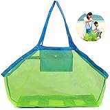 Limeo Netztasche für Sandspielzeug Strandtasche Aufbewahrung Netz Tasche Sandspielzeug Kinder Aufbewahrungsnetz Sandspielzeug Strand Strandspielzeug Tasche Beachbag Faltbar (45*45cm)