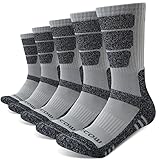 KEECOW 5 paar Arbeitssocken Herren Sportsocken Wandersocken Trekkingsocken Tennisocken Thermosocken Baumwolle Atmungsaktiv(38-42, Grau)