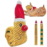 YJYQ Interaktives Hundespielzeug - Langlebiges Leckerli-Spender-Hundespielzeug mit Crinkle | Dog Squeaky Foraging Instinct Training Christmas Elk Rope Snuffle Stofftiere für kleine mittelgroße Hunde