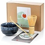 Original Matcha Tee-Set mit Matcha-Schale, Bambus-Besen & Dosierlöffel - Das Teezeremonie Geschenk-Set (Tee Set)