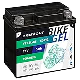 HeyVolt GEL Motorradbatterie 12V 5Ah Rollerbatterie YTX5L-BS CTX5L-BS 50412 GTX5L-BS