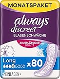 Always Discreet Inkontinenzeinlagen Long, 80 Binden (4 x 20 Stück) Monatspaket, diskreter Schutz & hohe Saugstärke, geruchsneutralisierend (Verpackung kann variieren)