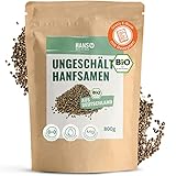 HANS Brainfood Bio Hanfsamen ungeschält ballaststoffreich ohne Zusatzstoffe | Superfood glutenfrei vegan aus Deutschland | Hanfprotein für Omega 3 und Magnesium Quelle | 800g