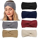 LIHELEI Stirnband Damen Winter, Gestrickte Haarreifen für Frauen Mädchen, Verdicken Stirnbänder Haarband, Ohrenwärmer HeadwrapYoga Workout Vintage Haarschmuck-6PCS