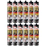 Pattex FIX PL600 Nail Power, extra starker Montagekleber für alle Materialien, witterungsbeständig für innen und außen, 12 x 300ml Kartusche braun/beige