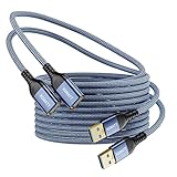 USB Verlängerung Kabel [ 2m 2Stück ], USB 3.0 Verlängerungskabel A Stecker auf A Buchse mit eleganten Alluminiumsteckern, Nylon Stoffmantel für Kartenlesegerät,Tastatur, Drucker,PS VR, Kamera,Blau