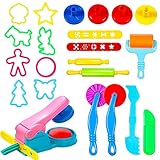 HapagToy Knete zubehör Knetwerkzeug, 22-teiliges Spielteig-Set für Kinder, Plastilin Werkzeuge, DIY Knetmasse, Extruder, Kreationsset, pädagogisches Spielzeug, Geschenk-Set für Jungen und Mädchen