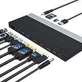 USB C Docking station Triple Display, USB C Hub, 13 in 1 Dockingstation, WAVLINK USB-C Adapter mit 2*4K DP, HDMI,mit 100W Netzteil(65W PD) Ethernet,4 USB3.0, SD/TF,Audio, USB C-Dock für HP Dell Lenovo