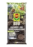 COMPO BIO Hochbeet- und Gewächshauserde, Zur Verwendung als 3. Schicht im Hochbeet, Torffrei, 60 Liter