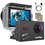 LeadEdge 4K Action Cam 20MP WiFi Helmkamera 2.4G Fernbedienung 30M Unterwasserkamera 2.0 Zoll LCD Bildschirm Externes Mikrofon Bildstabilisator Kit Sportkamera