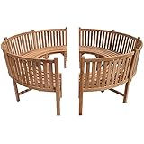 Teako Design Parkbank Gartenbank Rundbank Rom Teak Massivholz Verschiedene Größen (Durchmesser 200 cm 360°)