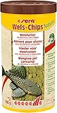 sera Wels-Chips Nature 1000 ml bzw. 1l - Formstabile Chips für raspelnde Saugwelse, Ancistrus und L-Welse, Fischfutter mit sehr hoher Futterverwertbarkeit & damit weniger Algen