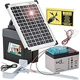 VOSS.farming 12 Watt Power Solar Duo Weidezaungerät – 12V, 9V Solar und extra 12V Akku, Elektrozaun, Weidezaun, Stromzaun, Pferdezaun