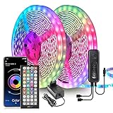 LED Strip 30m (2x15m), Bluetooth LED Streifen,RGB LED Strip Farbwechsel LED Lichterkette mit Steuerbar via App, Fernbedienung, Sync mit Musik, LED Bänder für Schlafzimmer TV Zuhause Schrankdek