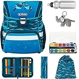 Herlitz Schulranzenset Mädchen Jungen Kinder Ranzen Schultasche Schulmappe Tasche Schule leicht Loop Plus, 7 Teile Set Auswahl +elfk (Oceanside 2525)