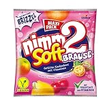 nimm2 Soft Brause – 1 x 345g Maxi Pack – Gefüllte Kaubonbons in vier Sorten mit Fruchtsaft, Vitaminen und Brausefüllung