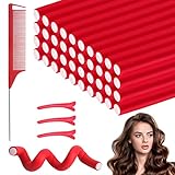 Papilotten Lockenwickler,Gaosruan 45 Stück Manuelle Lockenwickler Curler Set Natürliche Curler Roller Nacht Nacht für Große und kleine Locken