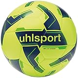 uhlsport 350 LITE Synergy, Junior Fußball Spielball Trainingsball, Rasen, für Kinder von 10 bis 12, Fluo gelb/Marine/Fluo grün - Größe 5