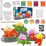 Kristalle Züchten Experimentierset, 4 Farben Dinosaurier Kristalle Experimentierkasten, Crystal Growing Spielzeug, Kristallzucht Kit für Kinder ab 5-12 Jahren,Wissenschaftsset Spielzeug Geschenke