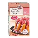 RUF Kuvertüre Chips Rosa, mit Schokolade aus der Ruby Kakao Bohne, einfach zu portionieren, zum Dekorieren, Backen, Herstellen von Pralinen oder Naschen, glutenfrei, 1x100g