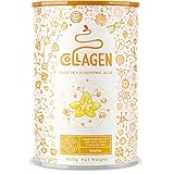 Collagen mit Elastin und Hyaluronsäure - Kollagen Hydrolysat Peptide Type I, II und III - Vanille - 450 Gramm Pulver