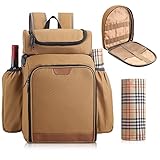 Picknickrucksack mit Decke und Kühler Picknickrucksack für 2 Personen Picknicktasche Set mit Kühlfach